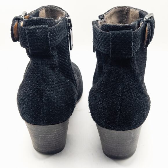 Aquatalia Suede Ankle Boots Black Italian Size 7 Quiet Luxury - Picture 4 of 7